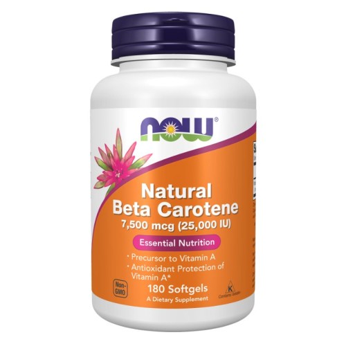 NOW Natural Beta Carotene 25 000 IU, 180 Softgels