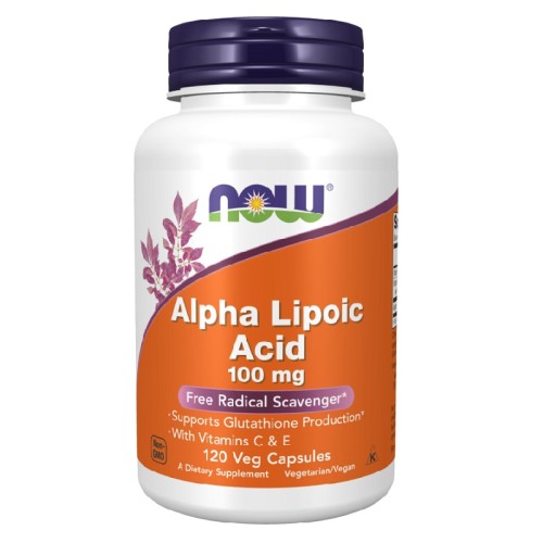 NOW Alpha Lipoic Acid Vitamins C & E 100mg, 120 Veg Caps