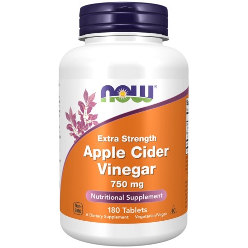 NOW Apple Cider Vinegar 750 mg Extra Strength, 180 Tablets