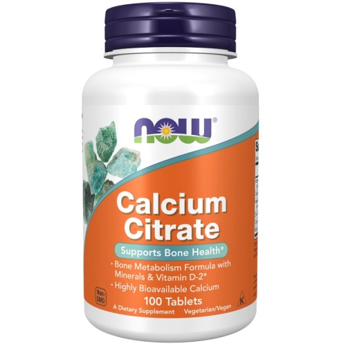 NOW Calcium Citrate with Minerals & Vitamin D-2, 100 Tablets