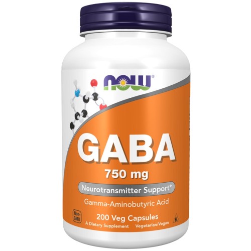 NOW GABA 750mg, 200 Veg Capsules