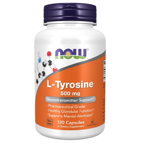 NOW L-Tyrosine 500mg, 120 Capsules