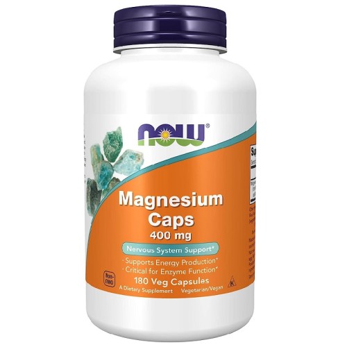 NOW Magnesium Caps 400mg, 180 Veg Capsules