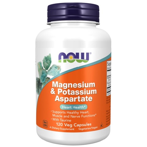 NOW Magnesium Potassium Aspartate with Taurine, 120 Veg Capsules