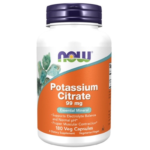 NOW Potassium Citrate 99mg, 180 Veg Capsules