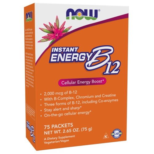 NOW Vitamin B-12 Instant Energy, 75 Packets