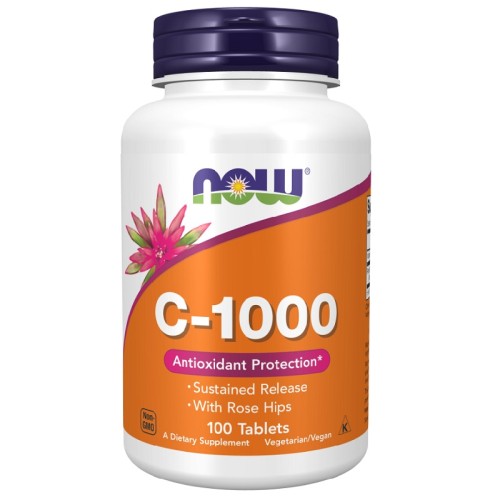 NOW Vitamin C-1000 Rose Hips & Bioflavonoids, 100 Tablets