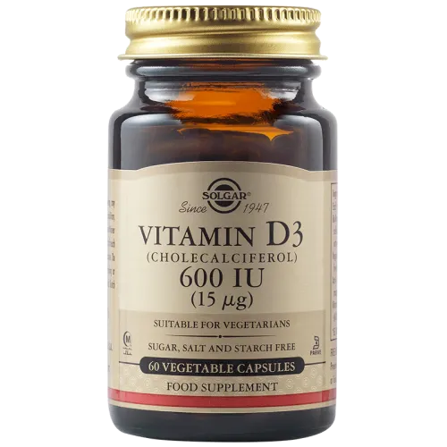 Solgar Vitamin D3 600 IU, 60 vegetable capsules